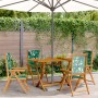Sillas de jardín reclinables 4 uds madera maciza y tela verde de , Sillas de jardín - Ref: Foro24-3214550, Precio: 294,99 €, ...