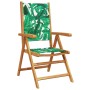 Sillas de jardín reclinables 4 uds madera maciza y tela verde de , Sillas de jardín - Ref: Foro24-3214550, Precio: 294,99 €, ...