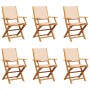Sillas de jardín plegables 4 uds madera maciza y tela beige de , Sillas de jardín - Ref: Foro24-3214584, Precio: 388,31 €, De...