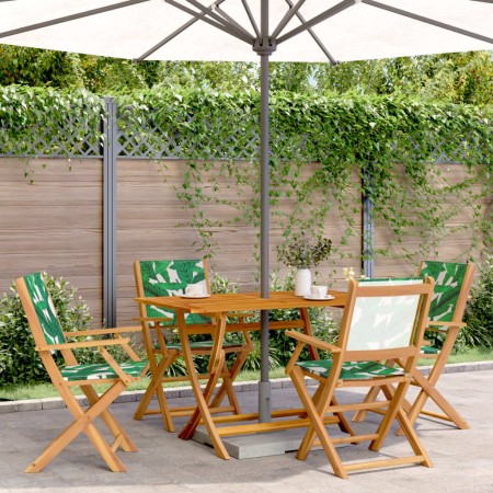 Sillas de jardín reclinables 4 uds madera maciza y tela verde de , Sillas de jardín - Ref: Foro24-3214586, Precio: 248,81 €, ...