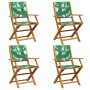 Sillas de jardín reclinables 4 uds madera maciza y tela verde de , Sillas de jardín - Ref: Foro24-3214586, Precio: 248,81 €, ...