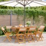 Sillas de jardín plegables 8 uds madera maciza y tela beige de , Sillas de jardín - Ref: Foro24-3214621, Precio: 332,51 €, De...
