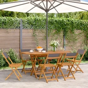Sillas de jardín plegables 6 uds madera maciza y tela antracita de , Sillas de jardín - Ref: Foro24-3214614, Precio: 249,08 €...