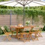 Sillas de jardín plegables 6 uds madera maciza y ratán PE beige de , Sillas de jardín - Ref: Foro24-3214599, Precio: 243,92 €...