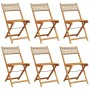 Sillas de jardín plegables 6 uds madera maciza y ratán PE beige de , Sillas de jardín - Ref: Foro24-3214599, Precio: 243,92 €...