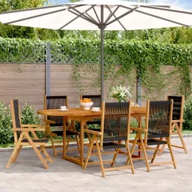 Set de comedor jardín 7 pzas polipropileno madera maciza negro de , Conjuntos de jardín - Ref: Foro24-3281721, Precio: 789,82...