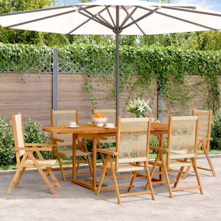 Set de comedor jardín 7 pzas polipropileno madera maciza beige de , Conjuntos de jardín - Ref: Foro24-3281723, Precio: 783,32...