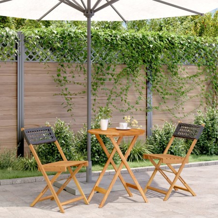 Juego de bistro de 3 piezas ratán PE y madera maciza negro de , Conjuntos de jardín - Ref: Foro24-3281742, Precio: 127,38 €, ...