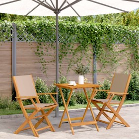 Juego de bistro de 3 piezas tela y madera maciza taupe de , Conjuntos de jardín - Ref: Foro24-3281810, Precio: 195,04 €, Desc...