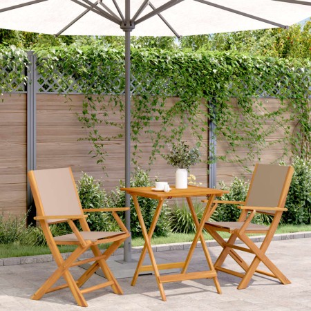 Juego de bistro de 3 piezas tela y madera maciza taupe de , Conjuntos de jardín - Ref: Foro24-3281810, Precio: 195,04 €, Desc...