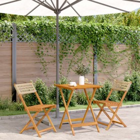 Juego de bistro de 3 piezas ratán PE y madera maciza beige de , Conjuntos de jardín - Ref: Foro24-3281756, Precio: 148,21 €, ...