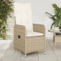 Silla de jardín reclinable con cojines ratán sintético beige de , Sillas de jardín - Ref: Foro24-365683, Precio: 117,77 €, De...