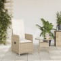 Silla de jardín reclinable con cojines ratán sintético beige de , Sillas de jardín - Ref: Foro24-365683, Precio: 117,77 €, De...