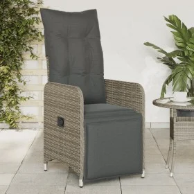 Sillón reclinable de jardín con cojines ratán sintético gris de , Sillas de jardín - Ref: Foro24-365697, Precio: 155,39 €, De...