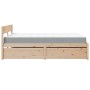 Cama con cajones y colchón madera maciza de pino 160x200 cm de , Camas y somieres - Ref: Foro24-3281892, Precio: 526,92 €, De...