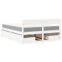Cama con cajones y colchón madera maciza pino blanca 140x200 cm de , Camas y somieres - Ref: Foro24-3281899, Precio: 525,35 €...