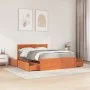 Bed with drawers and solid pine wood mattress brown 120x200 cm by , Beds and slatted bases - Ref: Foro24-3281903, Price: 456,...