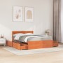 Cama con cajones y colchón madera maciza pino marrón 120x200 cm de , Camas y somieres - Ref: Foro24-3281903, Precio: 463,74 €...