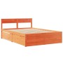 Cama con cajones y colchón madera maciza pino marrón 120x200 cm de , Camas y somieres - Ref: Foro24-3281903, Precio: 463,74 €...