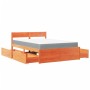 Cama con cajones y colchón madera maciza pino marrón 120x200 cm de , Camas y somieres - Ref: Foro24-3281903, Precio: 463,74 €...