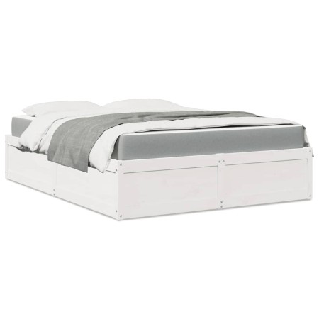 Cama con colchón madera maciza de pino blanca 160x200 cm de , Camas y somieres - Ref: Foro24-3281929, Precio: 458,26 €, Descu...