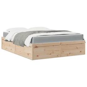 Bed with solid pine wood mattress 140x200 cm by , Beds and slatted bases - Ref: Foro24-3281934, Price: 369,61 €, Discount: %