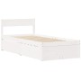 Cama con cajones y colchón madera maciza pino blanco 90x190 cm de , Camas y somieres - Ref: Foro24-3281920, Precio: 286,89 €,...