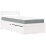 Cama con cajones y colchón madera maciza pino blanco 90x200 cm de , Camas y somieres - Ref: Foro24-3281908, Precio: 313,34 €,...