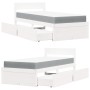 Cama con cajones y colchón madera maciza pino blanco 90x200 cm de , Camas y somieres - Ref: Foro24-3281908, Precio: 313,34 €,...