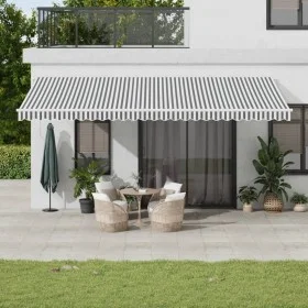 Manual retractable awning with LED light in anthracite and white, 600x350 cm. by , Awnings - Ref: Foro24-3215805, Price: 745,...