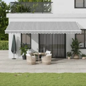 Retractable automatic awning with LED light in anthracite white 600x350 cm by , Awnings - Ref: Foro24-3215807, Price: 788,71 ...