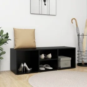 Banco zapatero de madera contrachapada negro 105x35x35 cm de , Zapateros y organizadores de calzado - Ref: Foro24-804464, Pre...