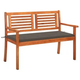 Banco de jardín 2 plazas madera maciza eucalipto y cojín 120 cm de , Bancos de jardín - Ref: Foro24-3060977, Precio: 185,08 €...