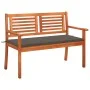 Banco de jardín 2 plazas madera maciza eucalipto y cojín 120 cm de , Bancos de jardín - Ref: Foro24-3060977, Precio: 185,08 €...