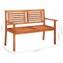 Banco de jardín 2 plazas madera maciza eucalipto y cojín 120 cm de , Bancos de jardín - Ref: Foro24-3060977, Precio: 185,08 €...