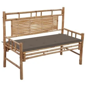 Banco de jardín con cojín bambú 120 cm de , Bancos de jardín - Ref: Foro24-3063884, Precio: 134,41 €, Descuento: %