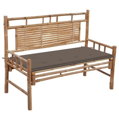 Banco de jardín con cojín bambú 120 cm de , Bancos de jardín - Ref: Foro24-3063884, Precio: 153,32 €, Descuento: %
