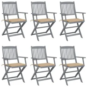 Sillas de jardín plegables 6 uds cojines madera maciza acacia de , Sillas de jardín - Ref: Foro24-3065410, Precio: 305,73 €, ...