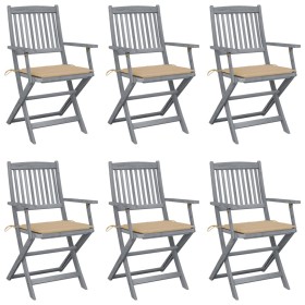 Sillas de jardín plegables 6 uds cojines madera maciza acacia de , Sillas de jardín - Ref: Foro24-3065410, Precio: 314,47 €, ...