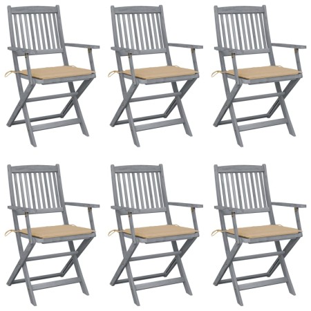 Sillas de jardín plegables 6 uds cojines madera maciza acacia de , Sillas de jardín - Ref: Foro24-3065410, Precio: 314,47 €, ...
