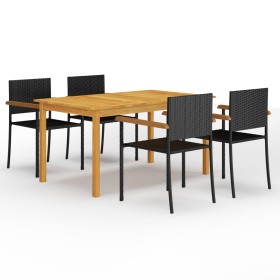 Juego de comedor para jardín 5 piezas negro de , Conjuntos de jardín - Ref: Foro24-3067808, Precio: 397,61 €, Descuento: %