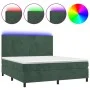Dark green velvet LED box spring bed and mattress 180x200cm by , Beds and slatted bases - Ref: Foro24-3136020, Price: 675,85 ...