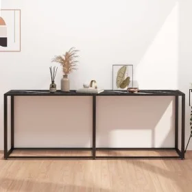 Mesa consola vidrio templado mármol negro 200x35x75,5 cm de , Mesas auxiliares - Ref: Foro24-331689, Precio: 102,00 €, Descue...