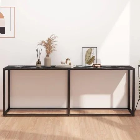 Mesa consola vidrio templado mármol negro 200x35x75,5 cm de , Mesas auxiliares - Ref: Foro24-331689, Precio: 102,00 €, Descue...