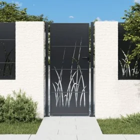 Garden gate in anthracite grey steel with grass design, 105x205 cm. by , garden gates - Ref: Foro24-153171, Price: 382,83 €, ...