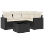 Set de muebles de jardín 5 pzas y cojines ratán sintético negro de , Sofás modulares de exterior - Ref: Foro24-3251253, Preci...