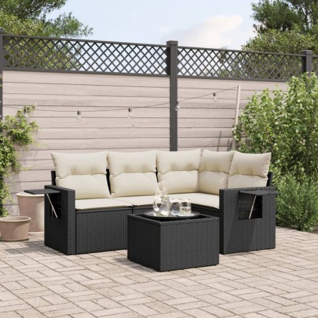 Set de muebles de jardín 5 pzas y cojines ratán sintético negro de , Conjuntos de jardín - Ref: Foro24-3252453, Precio: 331,9...