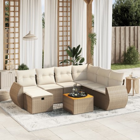 Juego de sofás de jardín con cojines beige 8 pzas ratán PE de , Conjuntos de jardín - Ref: Foro24-3265076, Precio: 534,95 €, ...