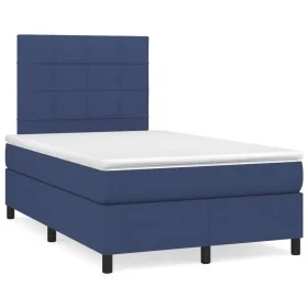 Cama box spring con colchón y luces LED tela azul 120x190 cm de , Camas y somieres - Ref: Foro24-3270203, Precio: 408,31 €, D...