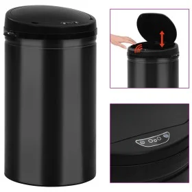 Trash can with automatic sensor 40L black carbon steel by vidaXL, Garbage cans and trash cans - Ref: Foro24-322699, Price: 91...